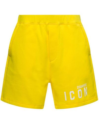 DSquared² Shorts With Contrasting Logo Print - Yellow