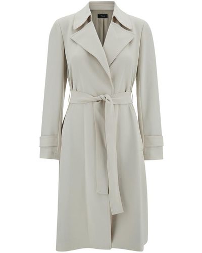 Theory Off- Trench Coat With Revers Collar - Gray