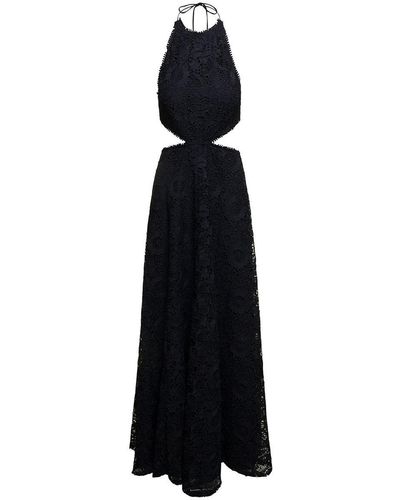 Sabina Musayev 'Doro' Long Dress With Cut-Out And Halter Neck In - Black