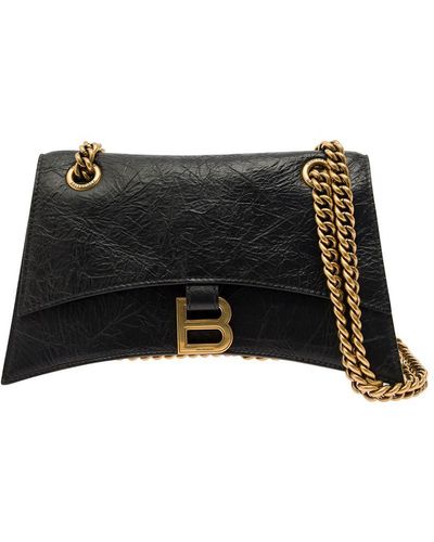 Balenciaga 'Crush Small' Crossbody Bag With B Logo - Black