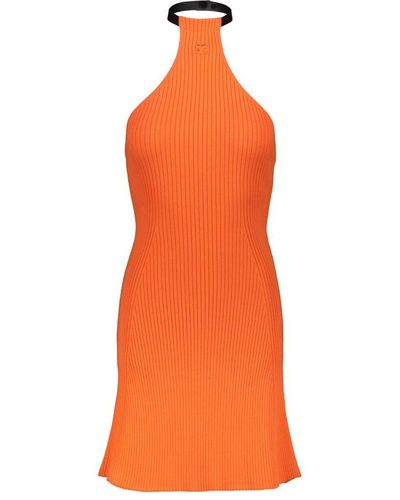 Courreges Mini Chocker Rib Knit Dress Clothing - Orange
