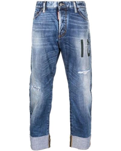 DSquared² Icon-print Tapered Jeans - Blue