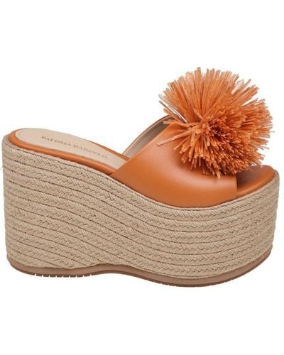 Paloma Barceló Leather Mules With Wedge - Brown