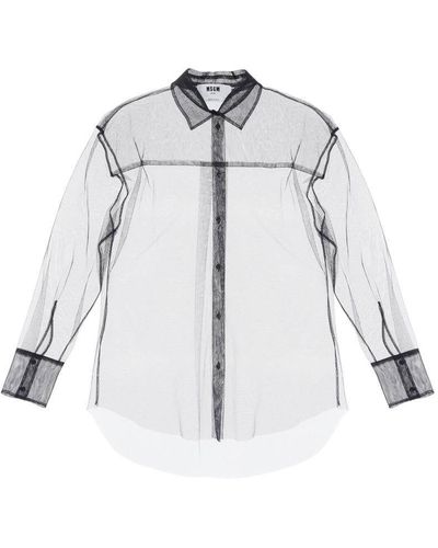MSGM See Through Shirt In Tulle - Gray