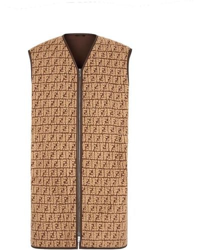 Fendi Teddy Fabric Vest With Ff Motif - Brown