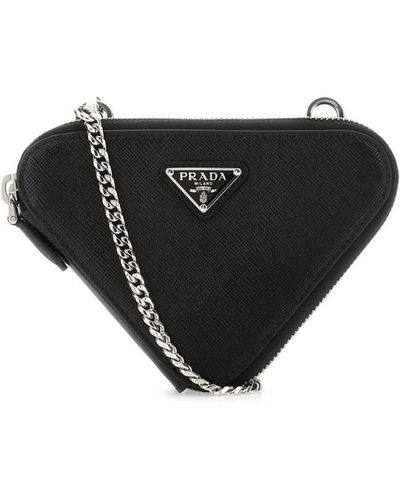 Prada Brushed Leather Mini Bag - Black