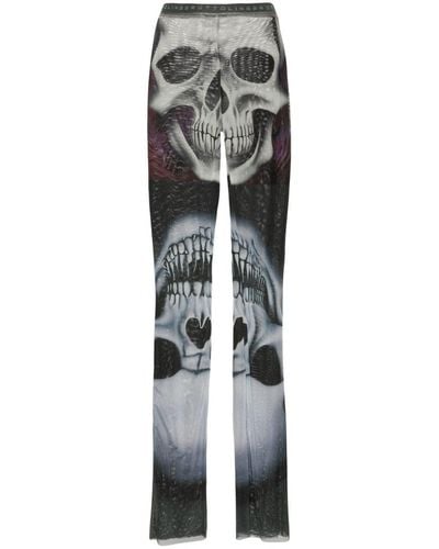 OTTOLINGER Skull Print Mesh Pants - Gray