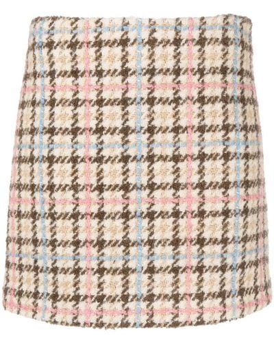 MSGM Plaid-check Textured Mini Skirt - Natural