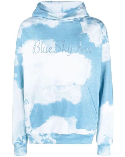 BLUE SKY INN Logo-embroidered Tie-dye Hoodie - Blue