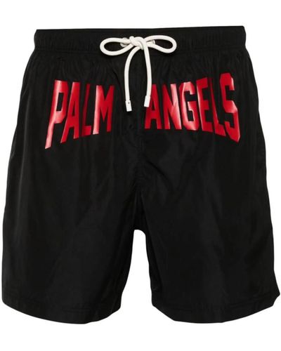 Palm Angels Pa City Swimsuit With Print - Black