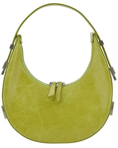OSOI 'toni Mini' Yellow Shoulder Bag With Engraved Logo In Leather Woman - Green