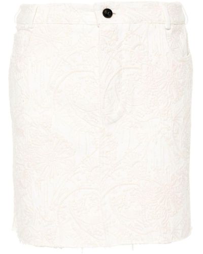 Semicouture Georgia Embroidered Denim Mini Skirt - White