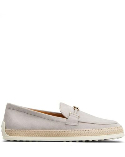 Tod's Suede Leather Loafers - White
