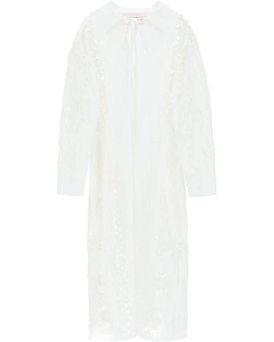 Valentino Maxi Dress In Broderie Infinie Flower - White