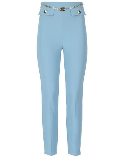 Elisabetta Franchi Sugar Paper Pants With Chain - Blue