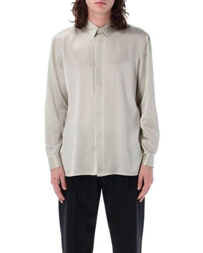 Saint Laurent Silk Stripe Shirt - Gray