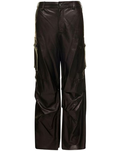 Salvatore Santoro Nappa Leather Cargo Trousers - Black