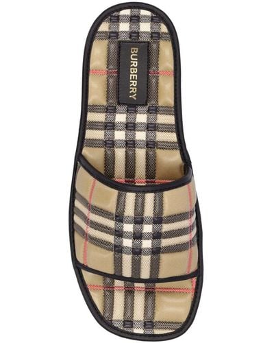 Burberry "Check" Quilted Flat Slides - Natural