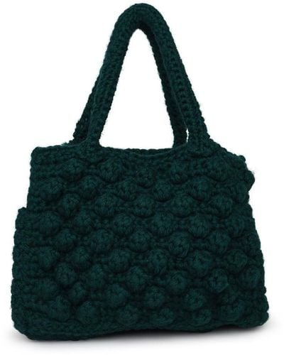 Chica Giselle Shopping Bag In Green Fabric - Black