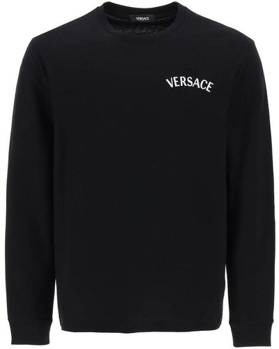Versace Milano Stamp Long Sleeved T Shirt - Black
