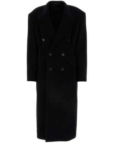 Balenciaga Cashmere Blend Oversize Cinched Coat - Black