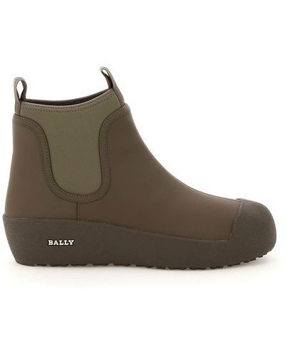 Bally Gadey Ankle Boots In Rubber-coated Leather - Brown