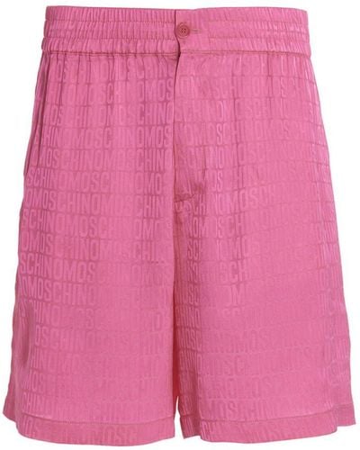 Moschino Monogram Silk And Viscose Shorts - Pink