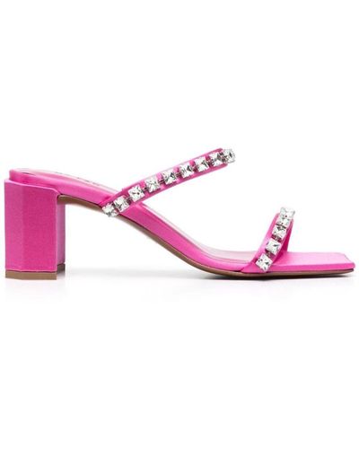BY FAR Tanya Crystal-embellished 70mm Mules - Pink