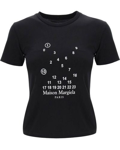 Maison Margiela Numeric Print Slim Fit T Shirt - Black