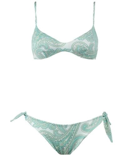 Saint Barth Aqua Paisley Print Bralette Bikini - Green