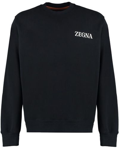 Zegna Cotton Crew-neck Sweatshirt - Blue
