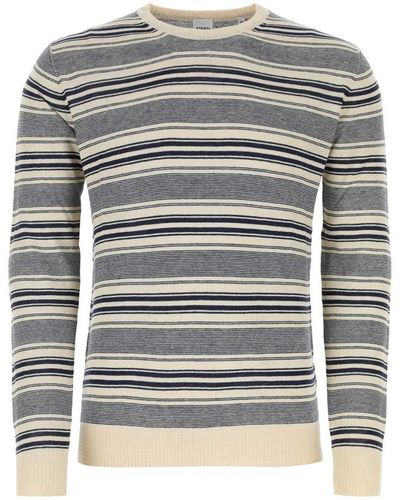 Aspesi Embroidered Linen Blend Sweater - Gray
