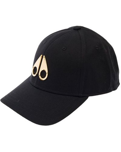Moose Knuckles Black Baseball Cap With Logo Detail In Cotton Man - Blue