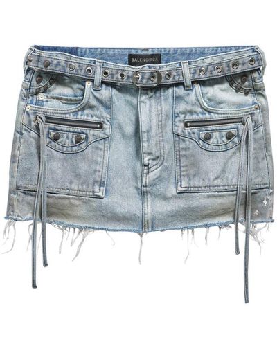 Balenciaga Cagole Denim Miniskirt - Blue