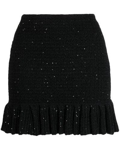 Self-Portrait Sequin-embellished Knitted Skirt - Black