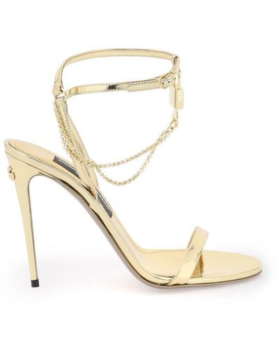 Dolce & Gabbana Keira 105mm Padlock-detail Sandals - Metallic