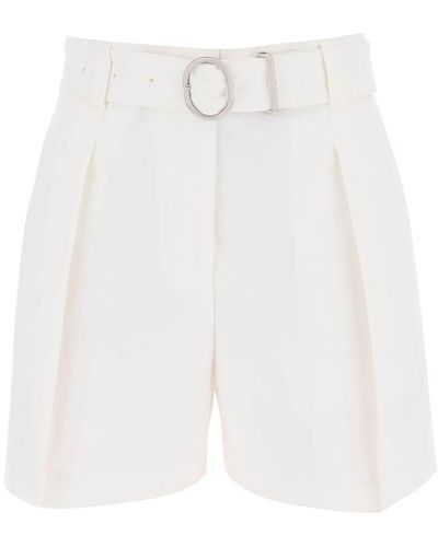 Jil Sander Cotton Bermuda Shorts With Removable Belt - White