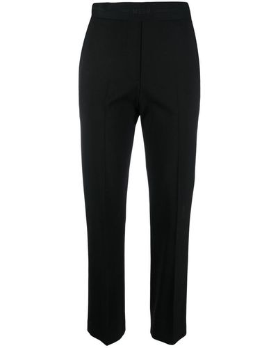MSGM Logo-waistband Cropped Trousers - Black