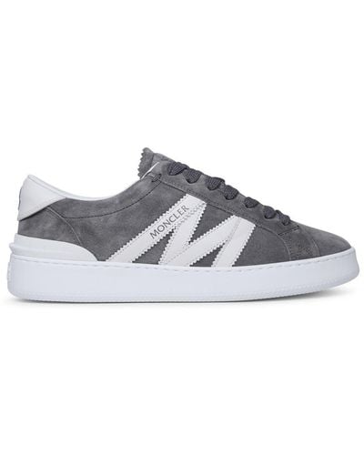 Moncler 'monaco' Gray Leather Sneakers