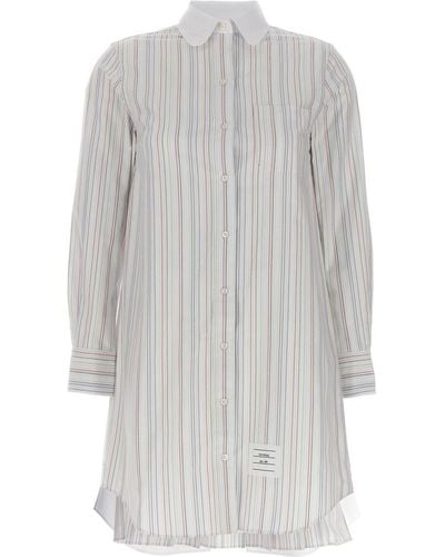 Thom Browne Striped Shirt Dress Dresses - Gray