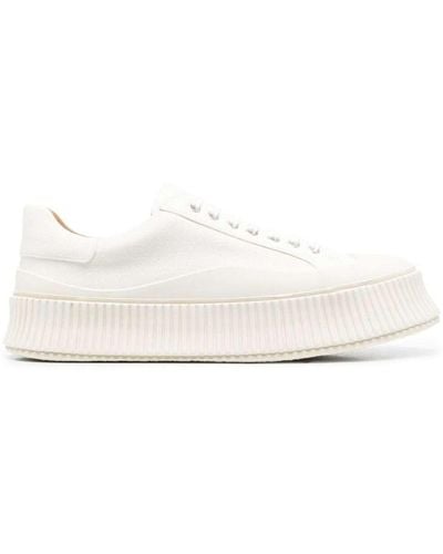 Jil Sander Recycled Canvas Platform Low Top Sneakers - White