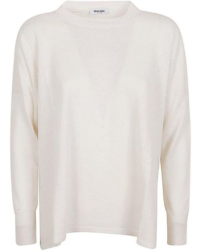 Base London Linen And Cotton Blend Boat Neck Sweater - White