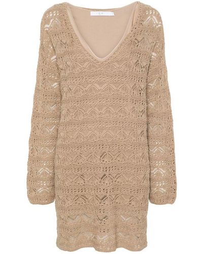 IRO Crochet Cotton Short Dress - Natural