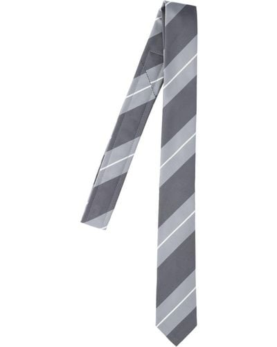 Thom Browne Diagonal Striped Pointed-tip Tie - White
