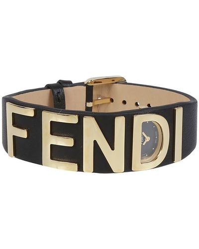 Fendi Graphy Leather Watch - Black