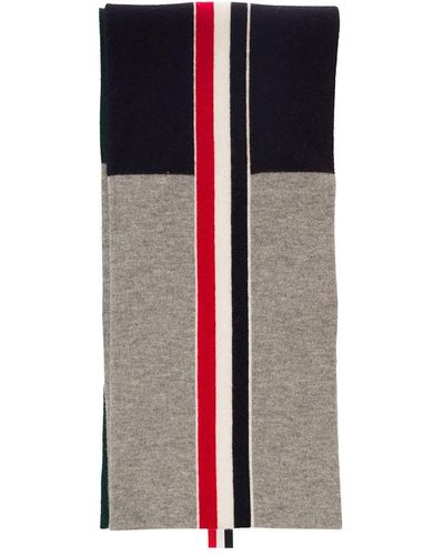 Thom Browne Multicolor Scard With Intarsia Stripe In Wool Man - Green