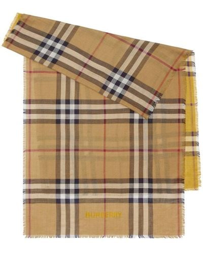 Burberry Checked Wool-blend Reversible Scarf - Brown
