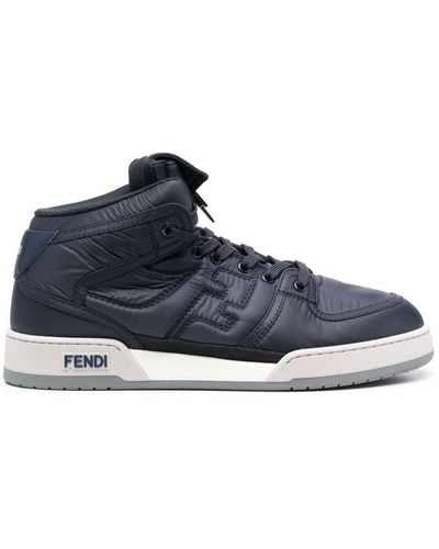 Fendi Ff Logo-embossed High-top Trainers - Blue