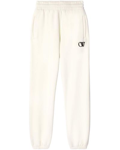 Off-White c/o Virgil Abloh Ow-print Cotton Track Trousers - Natural