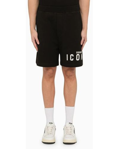 DSquared² Black Bermuda Shorts With Icon Print